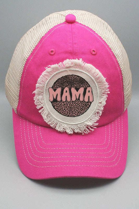 Pinkish Mama Leopard Circle Patch Hat