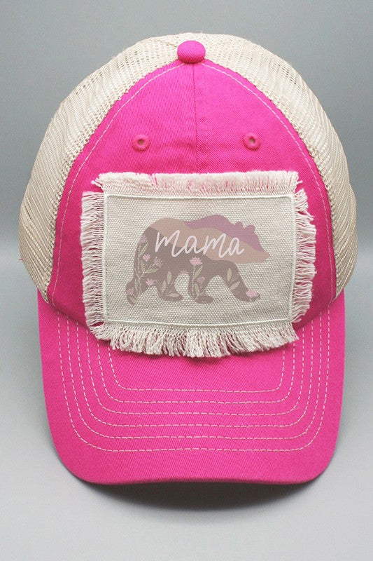 Soft Color Mama Bear Floral Graphic Patch Hat