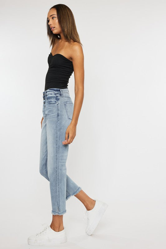 High Rise Straight Fit Jeans Pants-KC20011L