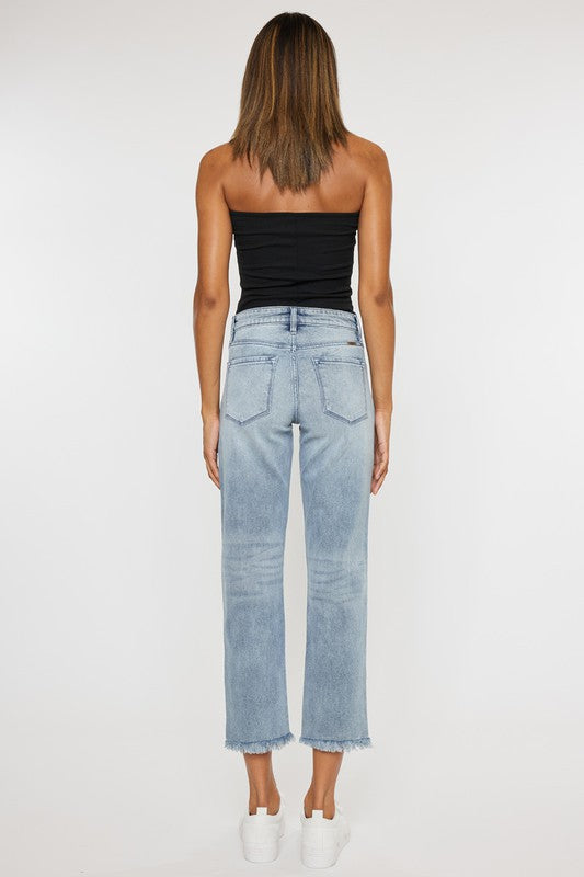 High Rise Straight Fit Jeans Pants-KC20011L