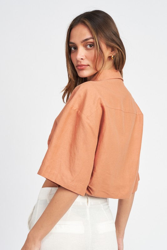 Wide Sleeve Cropped Shirt