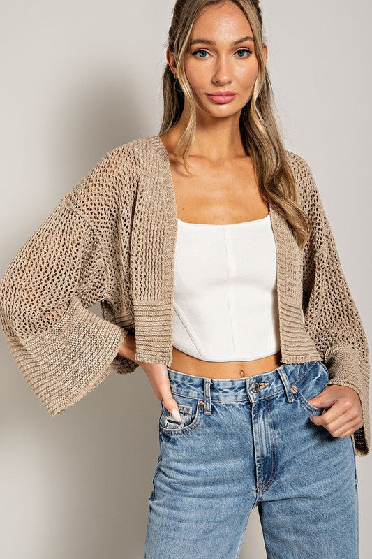 EYELET KNIT CARDIGAN