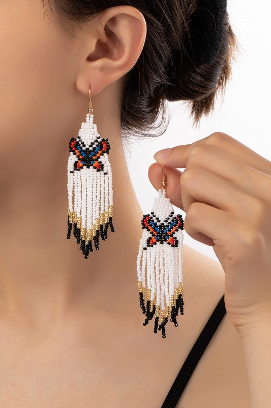 Butterfly seed bead earrings