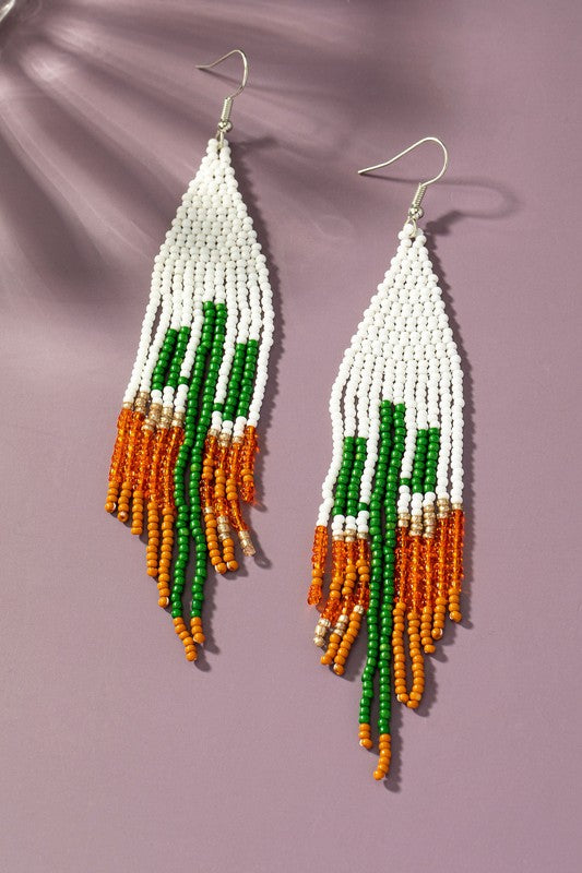 Cactus in desert seed bead earrings