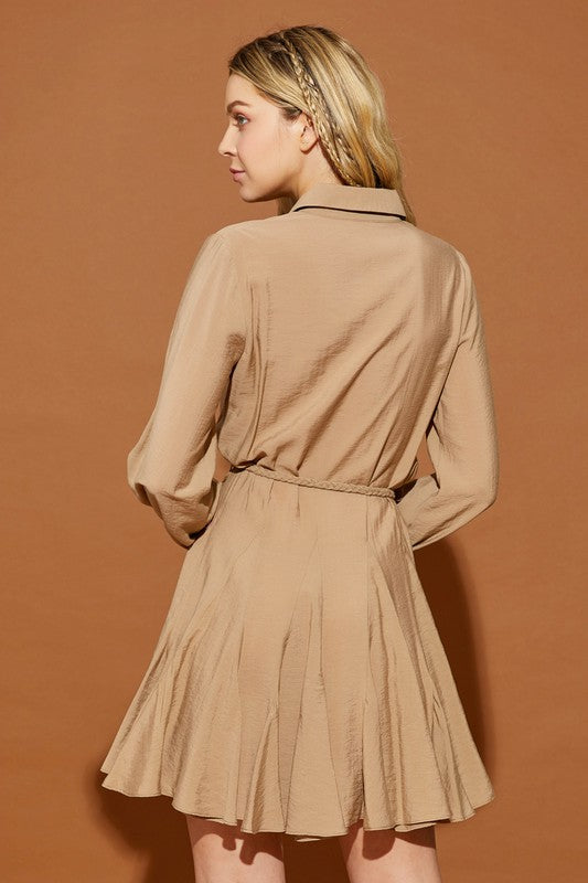 Twisted Belt Shirt Dress