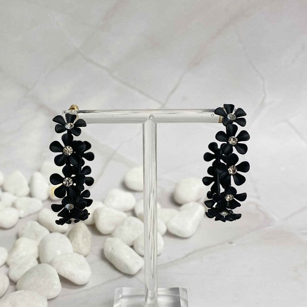 Muted Flower Hoop Earrings