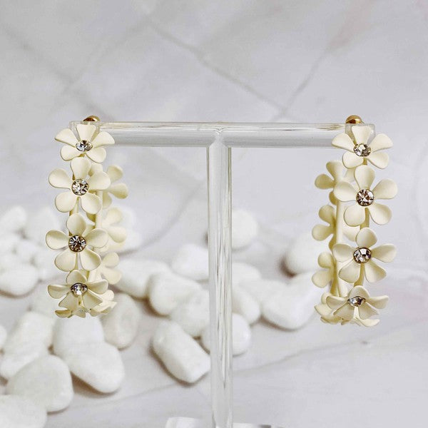 Muted Flower Hoop Earrings