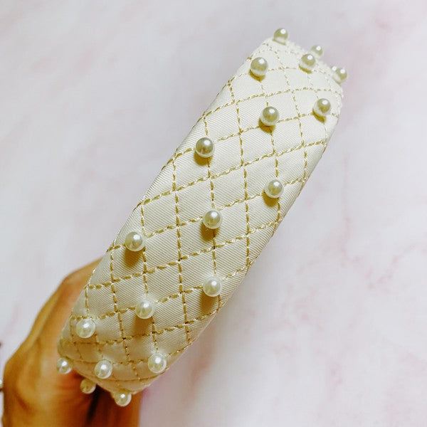 Quilted Elegance Pearl Headband