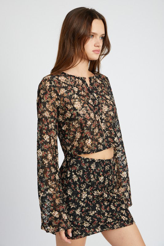 Bell Sleeve Cropped Top