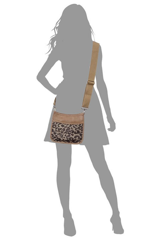 Leopard Colorblock Hobo Crossbody Bag