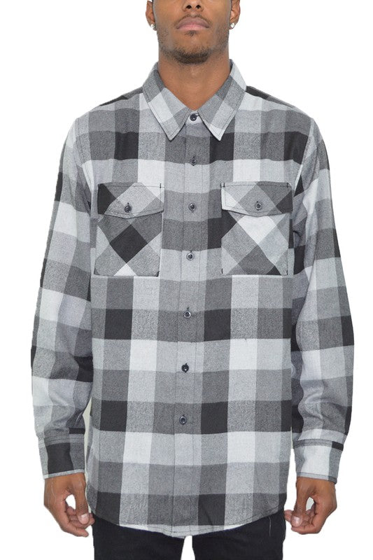 Men's Long Sleeve Checkered Flannel Shirt