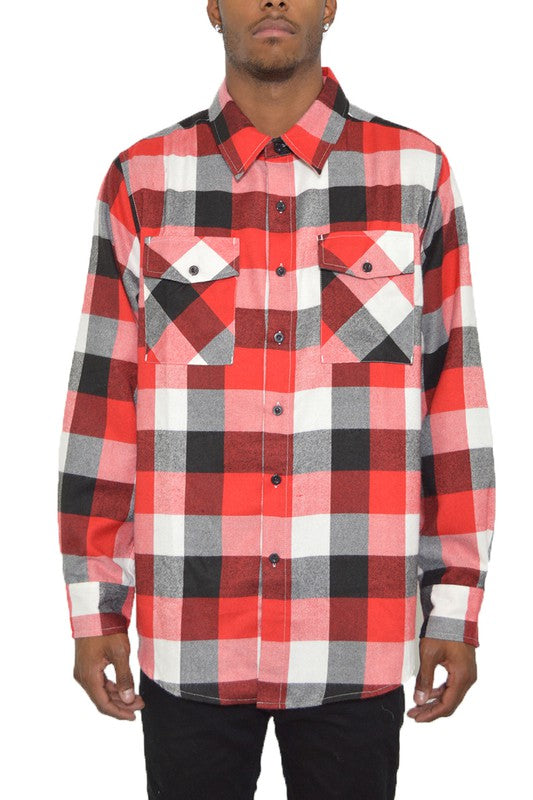 Men's Long Sleeve Checkered Flannel Shirt