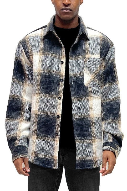 Men's Flannel Shirt Jacket Checkered Plaid Shacket