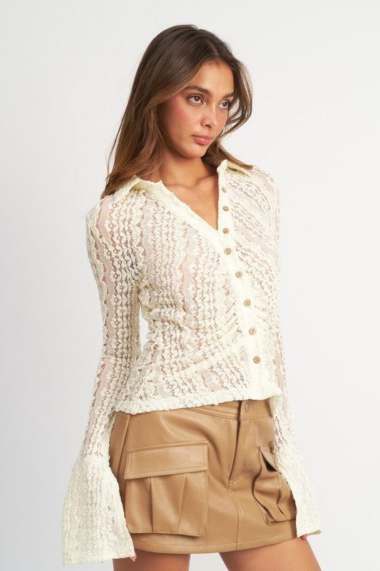 BELL SLEEVE LACE TOP