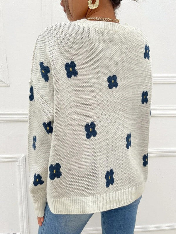 Flower knit sweater