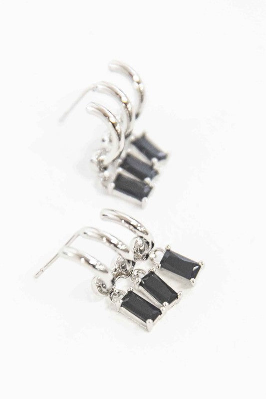 Into the Dark Tri Hoop Earrings