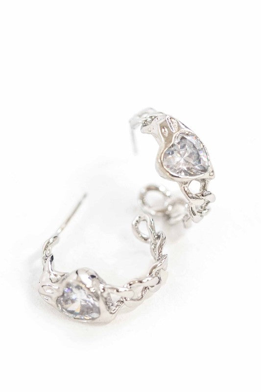 Chain Heart Hoop Earrings