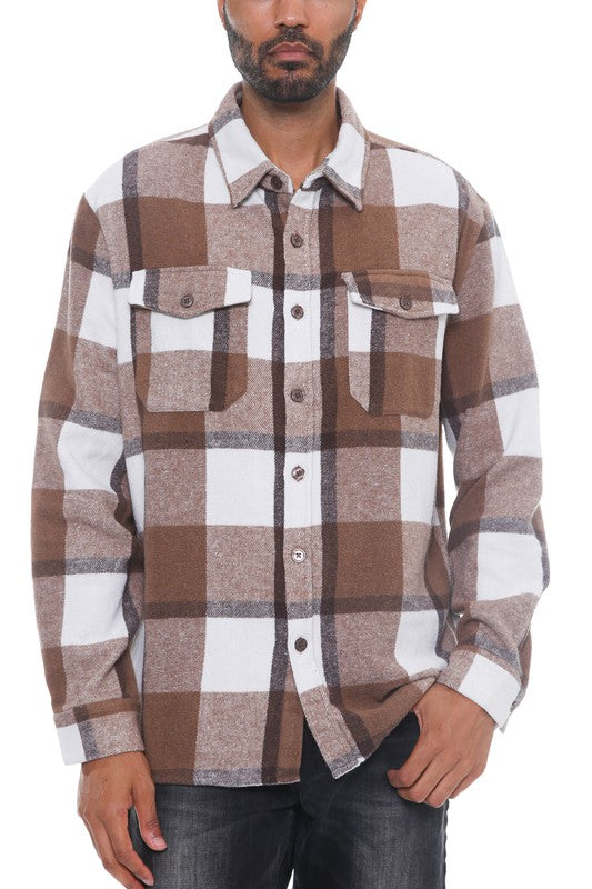 Men's Checkered Soft Flannel Shacket Shirt