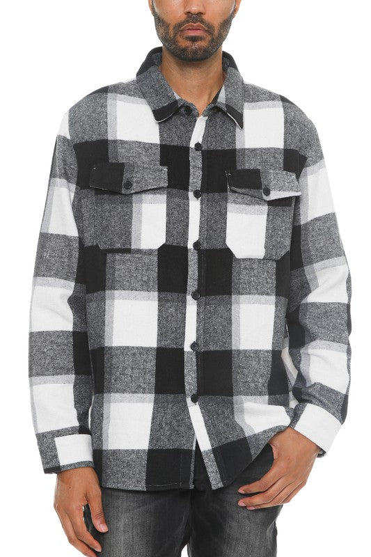 Men's Checkered Soft Flannel Shacket Shirt