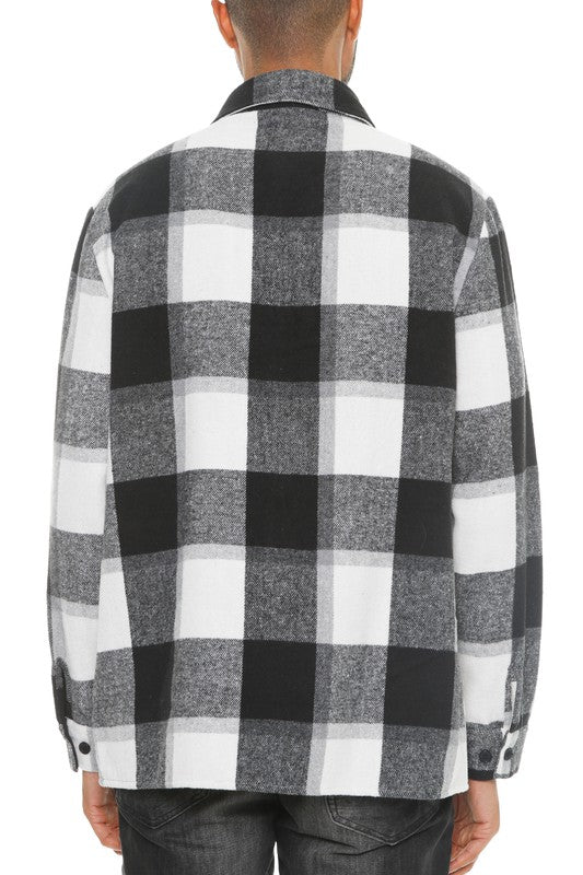 Men's Checkered Soft Flannel Shacket Shirt