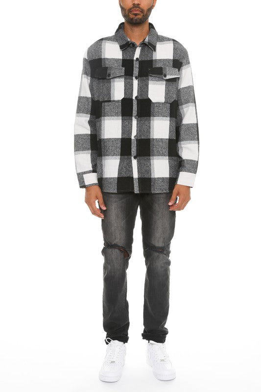 Men's Checkered Soft Flannel Shacket Shirt