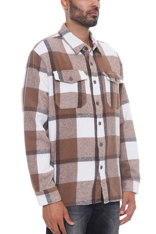 Men's Checkered Soft Flannel Shacket Shirt