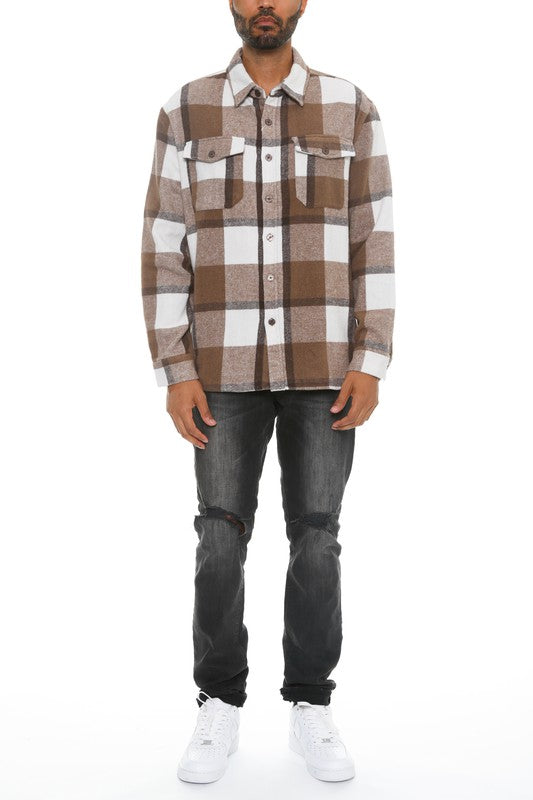 Men's Checkered Soft Flannel Shacket Shirt