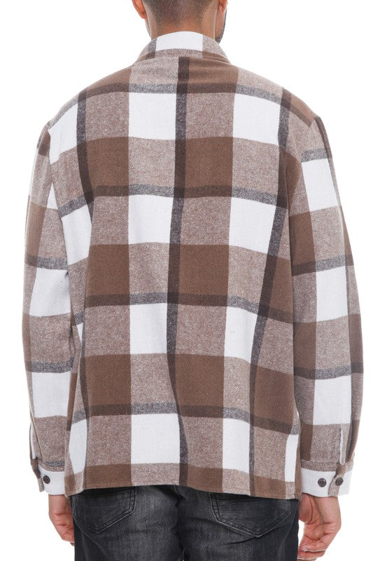 Men's Checkered Soft Flannel Shacket Shirt