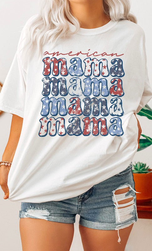 Retro American Mama Oversized Graphic Tee