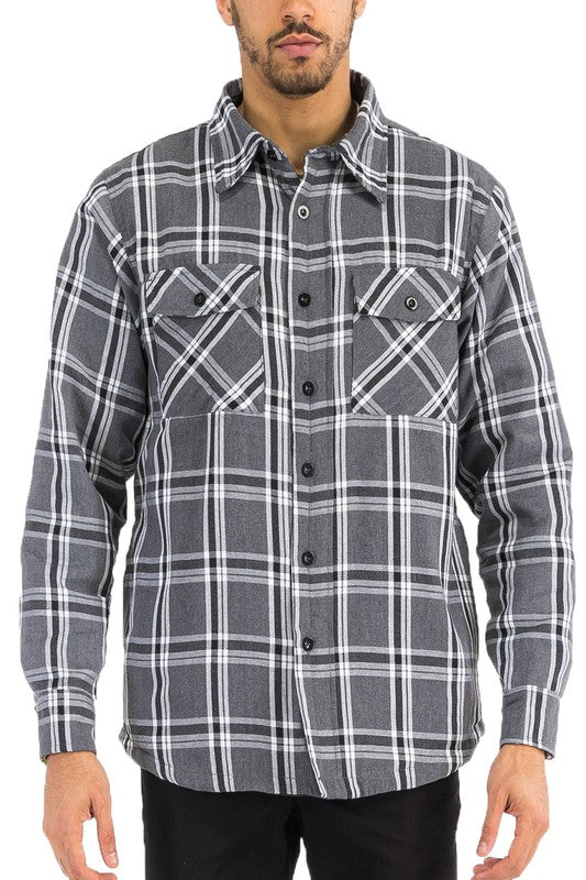 MEN'S QUILTED PADDED FLANNEL SHIRT