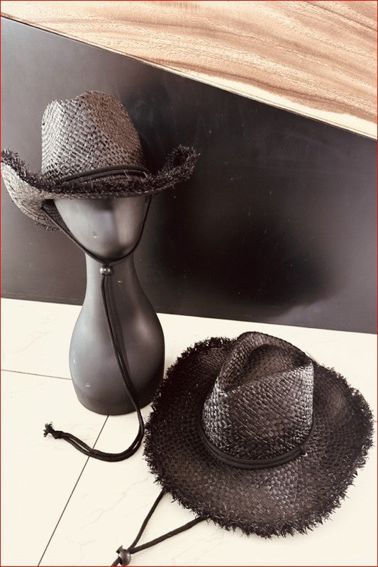 Straw Fringe Basket Weave Cowboy Hat