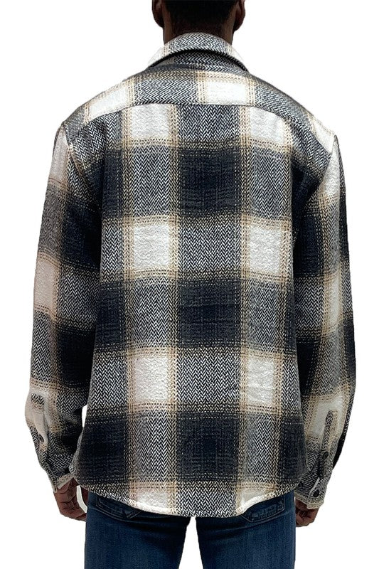 Men's Flannel Shirt Jacket Checkered Plaid Shacket