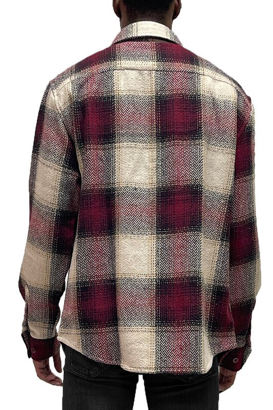 Men's Flannel Shirt Jacket Checkered Plaid Shacket