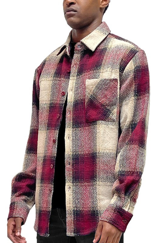 Men's Flannel Shirt Jacket Checkered Plaid Shacket