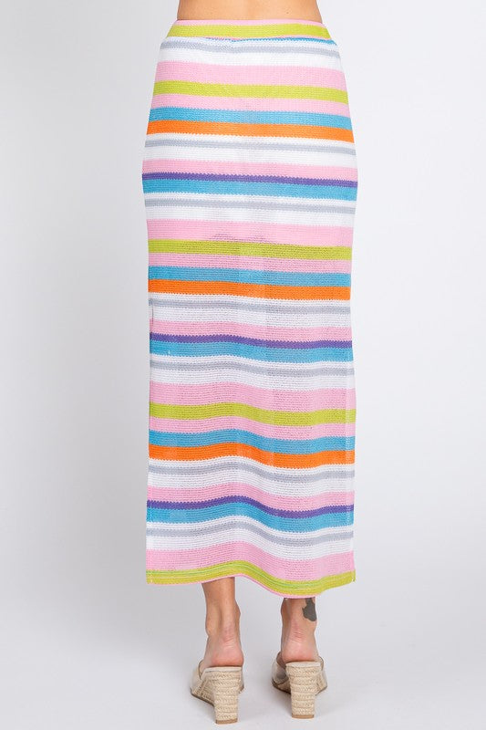 Multi-Color Stripe Maxi Skirt