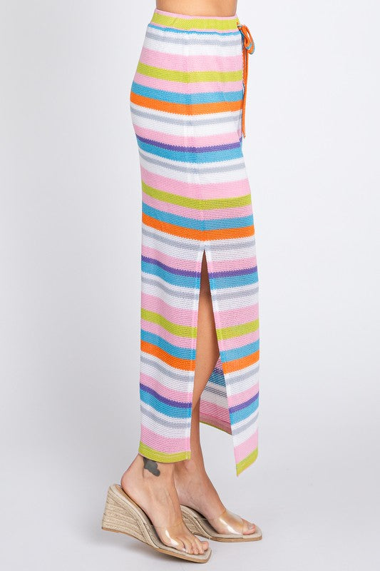 Multi-Color Stripe Maxi Skirt