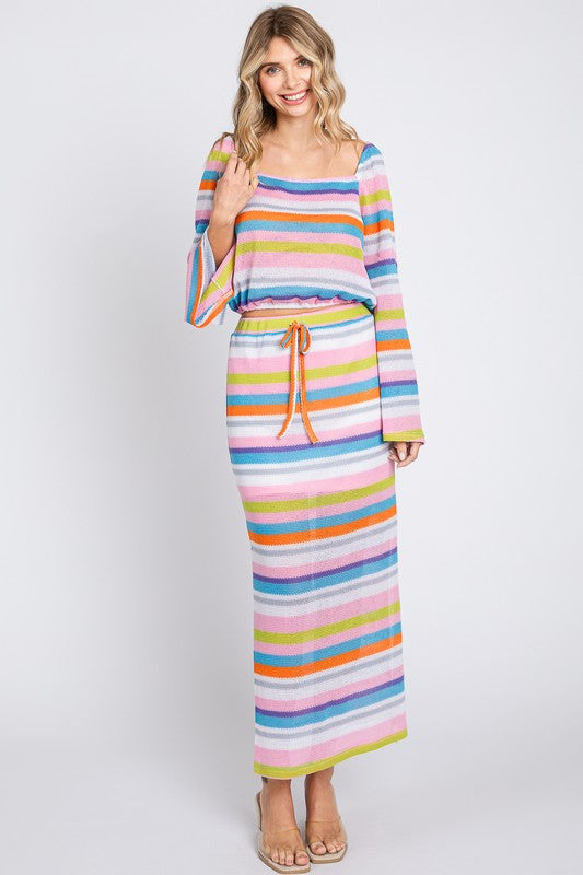 Multi-Color Stripe Maxi Skirt