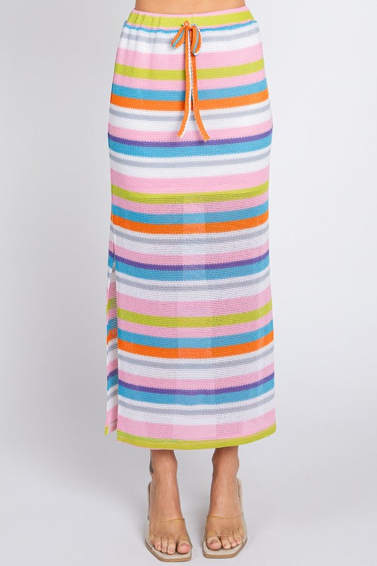 Multi-Color Stripe Maxi Skirt