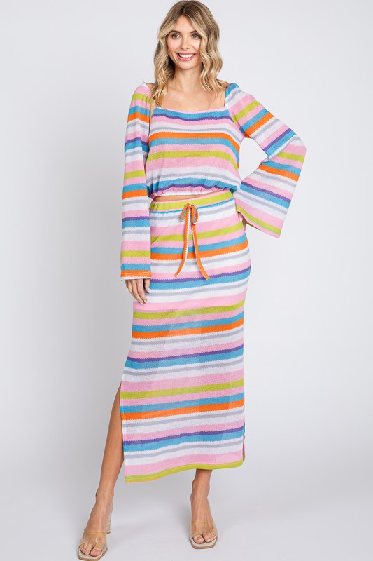 Multi-Color Stripe Maxi Skirt