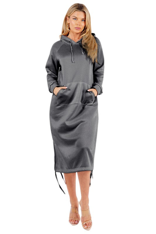 SEXY FASHION MAXI HOODIE DRESS