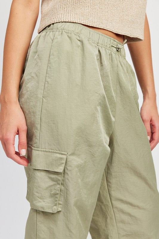 STRAIGHT LEG PANTS WITH ELASTIC WAIST BAND