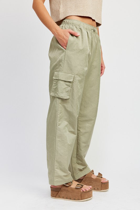 STRAIGHT LEG PANTS WITH ELASTIC WAIST BAND