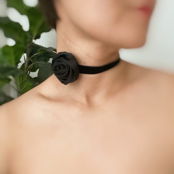 Satin Rose Velvet Sash Necklace