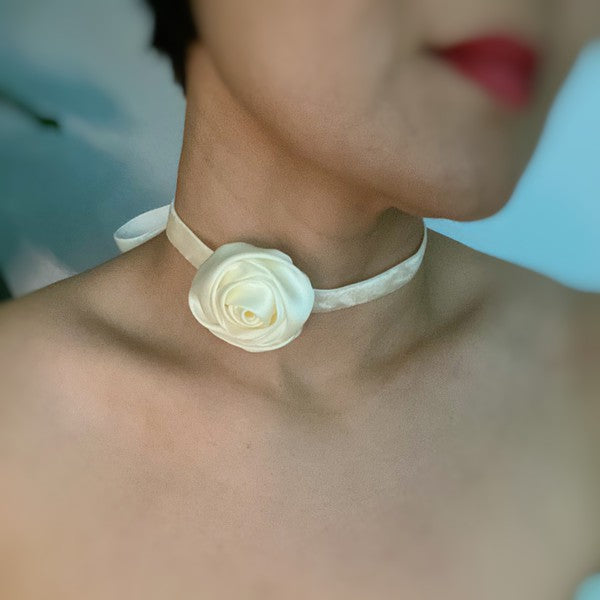 Satin Rose Velvet Sash Necklace