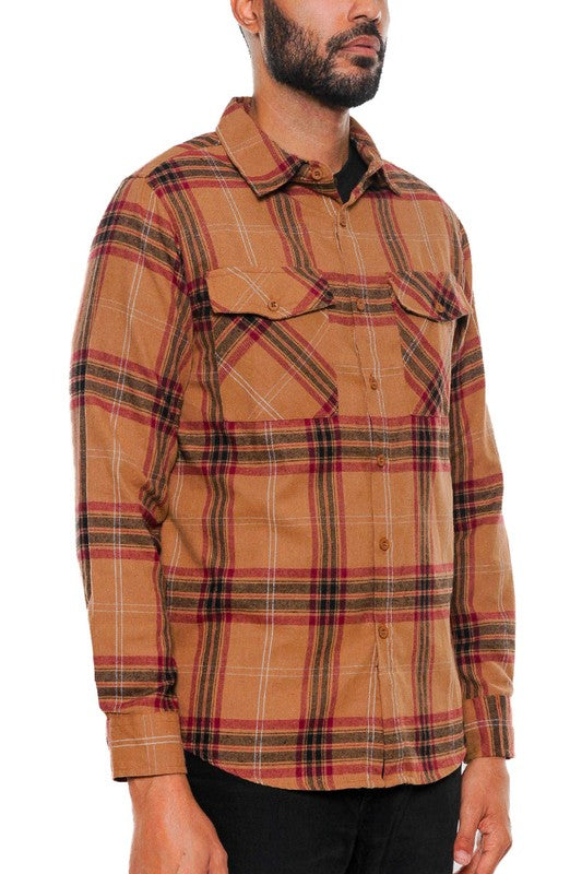 LONG SLEEVE FLANNEL FULL PLAID CHECKERED SHIRT