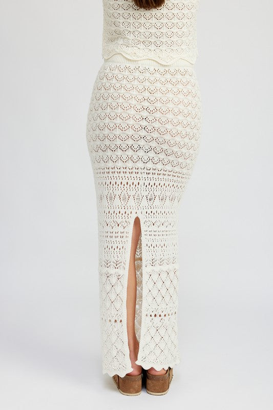 FITTED CROCHET MAXI SKIRT WITH SLIT