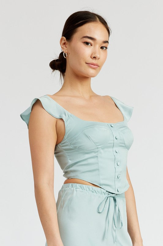 PUFF SLEEVE BUSTIER TOP