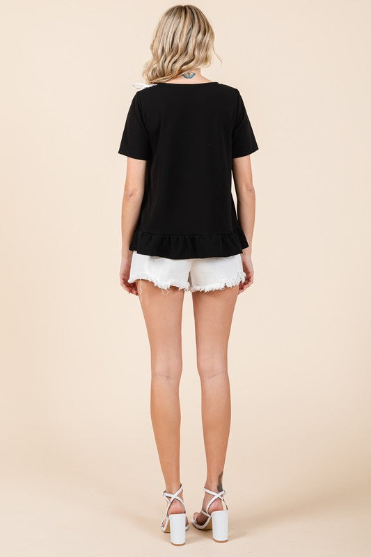 3-Bow Short Sleeve Top