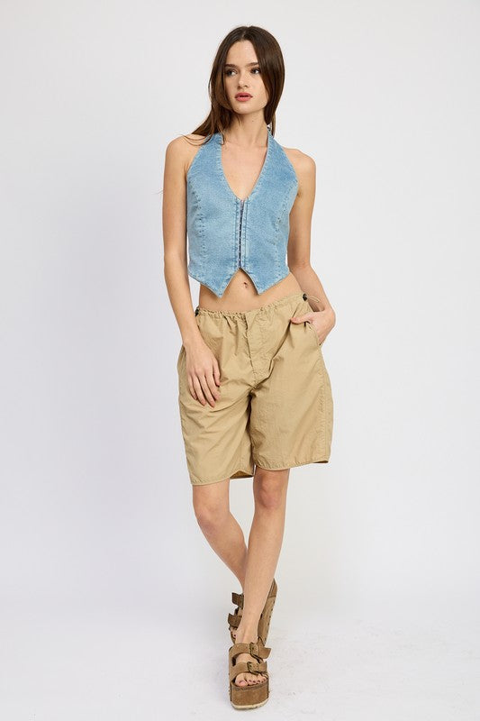 CONTRASTED BERMUDA SHORTS