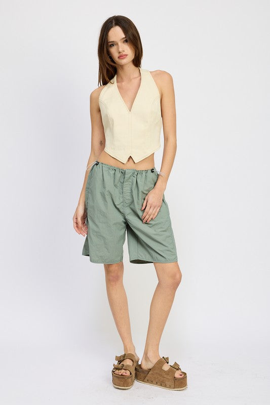 CONTRASTED BERMUDA SHORTS